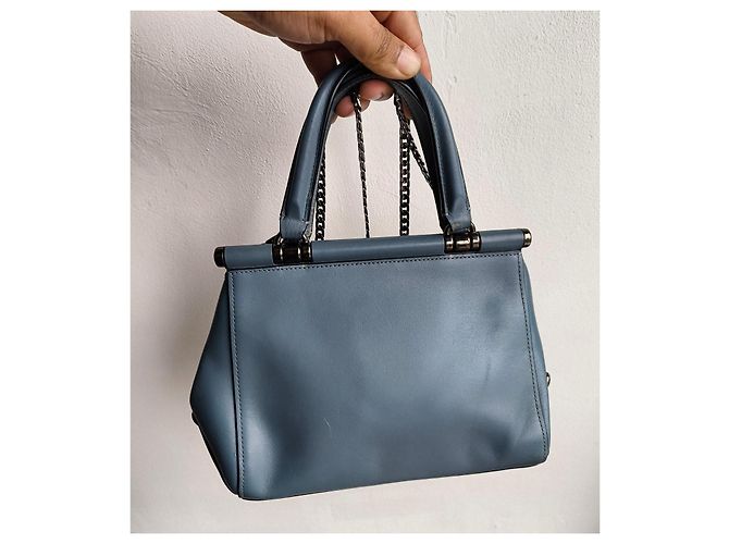 Borsa in pelle blu Coach - vista 6