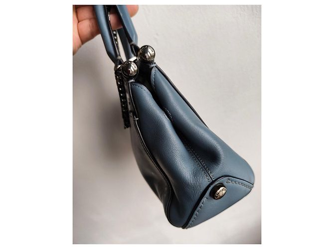 Borsa in pelle blu Coach - vista 7