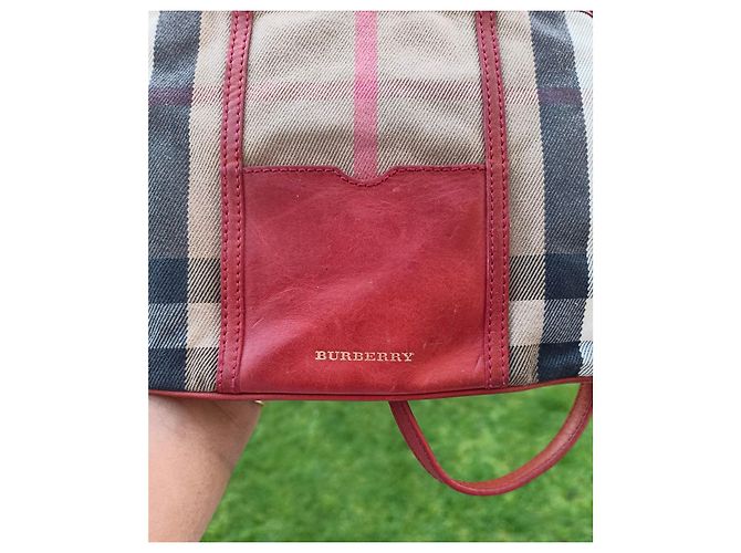 Pochette Burberry in tela e pelle Nero Rosso Beige - vista 2