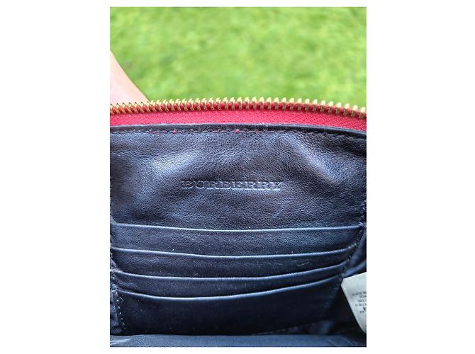 Pochette Burberry in tela e pelle Nero Rosso Beige - vista 4