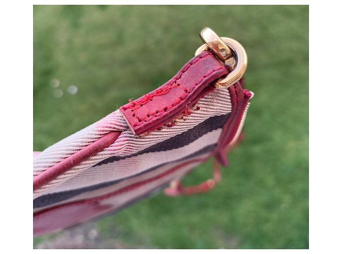 Pochette Burberry in tela e pelle Nero Rosso Beige - vista 6