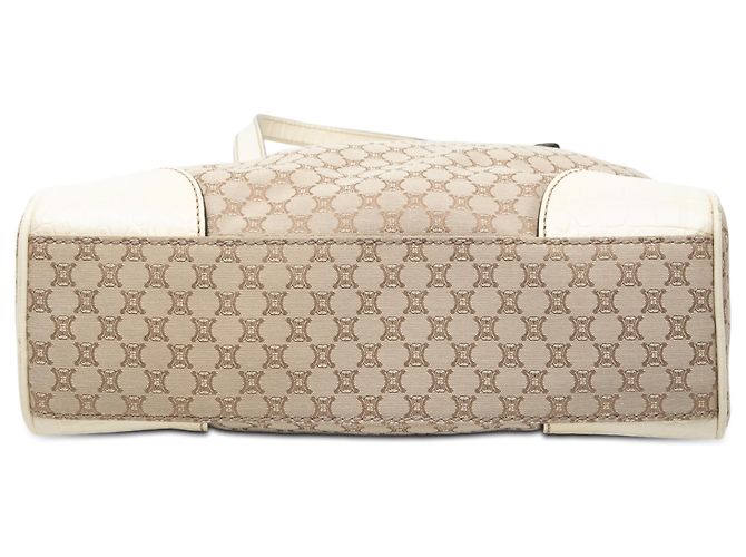 Céline Macadam Canvas Tote mit braunem Krokodil-Prägelederbesatz von Celine Beige - Ansicht 3