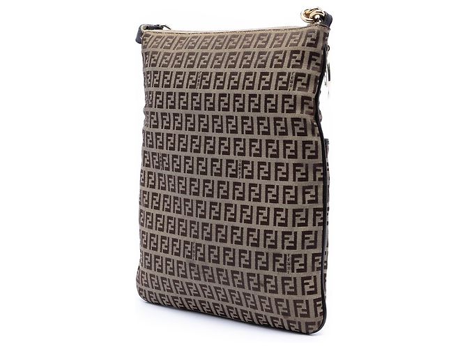 Borsa a tracolla in tela Zucchino marrone Fendi Marrone chiaro - vista 2