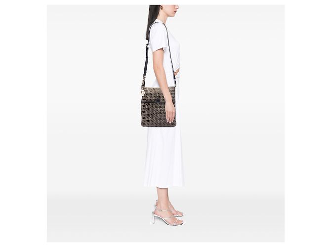 Borsa a tracolla in tela Zucchino marrone Fendi Marrone chiaro - vista 7