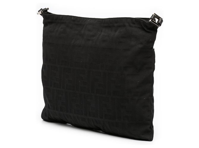 Borsa a spalla in tela Zucca nera Fendi Nero - vista 2