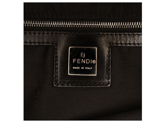 Borsa a spalla in tela Zucca nera Fendi Nero - vista 5