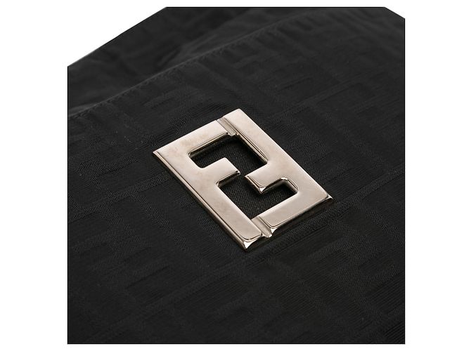 Borsa a spalla in tela Zucca nera Fendi Nero - vista 7