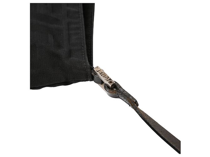 Borsa a spalla in tela Zucca nera Fendi Nero - vista 8