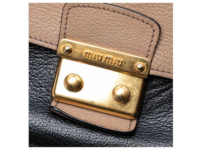 Borsa Madras in pelle di capra marrone Miu Miu Beige - vista 5
