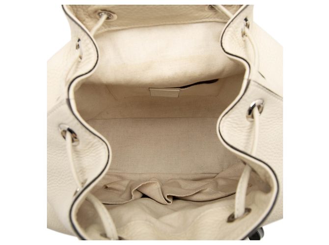 Bamboo Mochila Gucci White Large em pele de vitelo com borla de bambu e cordão Branco Cru - vista 4