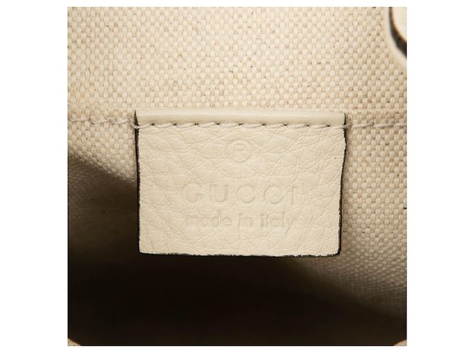 Bamboo Mochila Gucci White Large em pele de vitelo com borla de bambu e cordão Branco Cru - vista 5