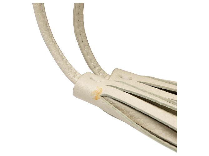 Bamboo Mochila Gucci White Large em pele de vitelo com borla de bambu e cordão Branco Cru - vista 7