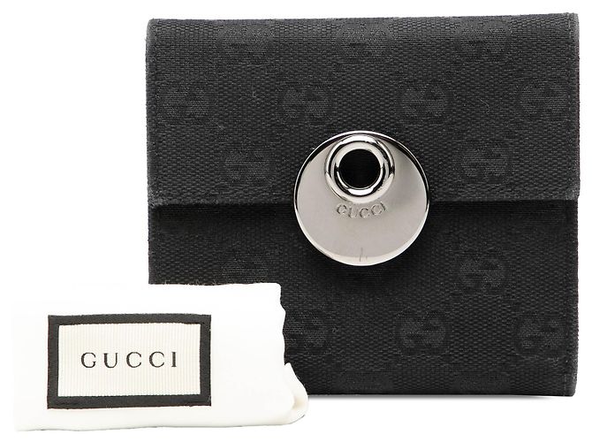 Gucci Black GG Canvas Eclipse Small Wallet - view 8