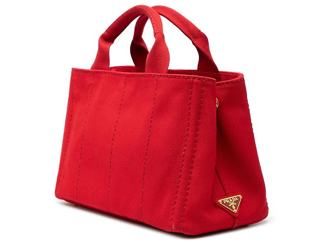 Bolso pequeño de lona roja Canapa logo Prada - vista 2