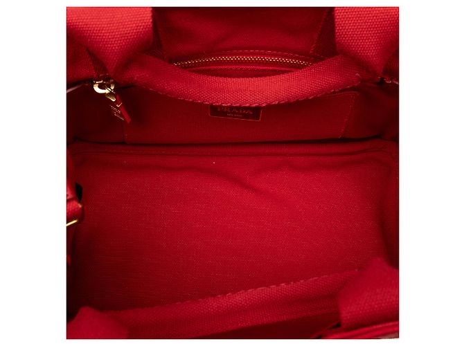 Bolso pequeño de lona roja Canapa logo Prada - vista 4