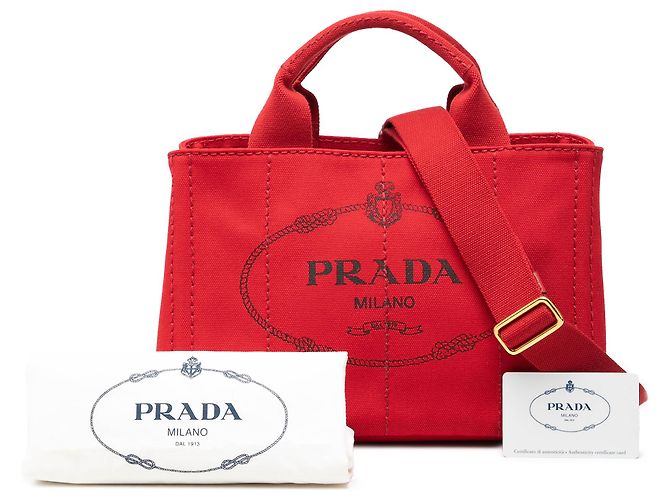Bolso pequeño de lona roja Canapa logo Prada - vista 7