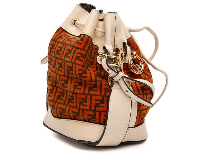 Borsa a secchiello Mon Tresor Mini Zucca in suede arancione di Fendi - vista 2