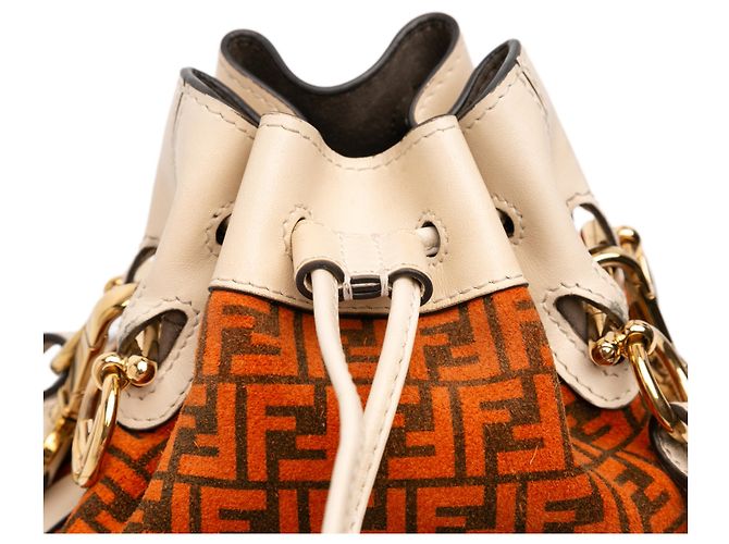 Borsa a secchiello Mon Tresor Mini Zucca in suede arancione di Fendi - vista 7