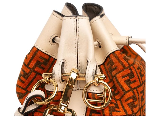Borsa a secchiello Mon Tresor Mini Zucca in suede arancione di Fendi - vista 8
