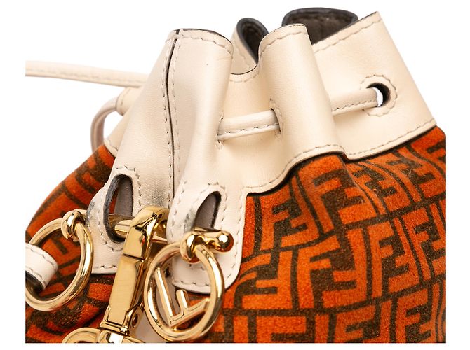 Borsa a secchiello Mon Tresor Mini Zucca in suede arancione di Fendi - vista 9