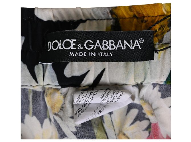 Calça larga Dolce & Gabbana em seda com estampa floral - vista 4
