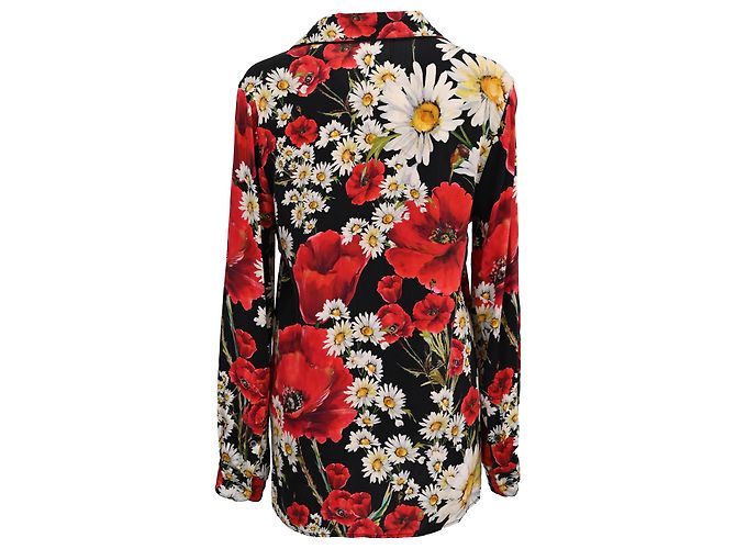 Camicia da pigiama Dolce & Gabbana in seta con stampa floreale - vista 3