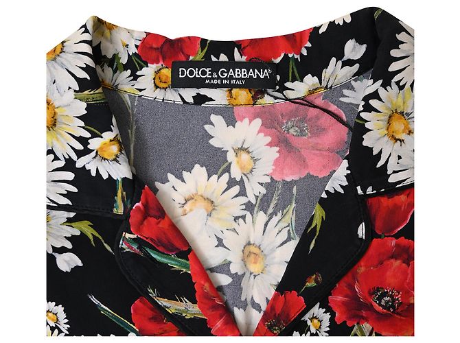 Camicia da pigiama Dolce & Gabbana in seta con stampa floreale - vista 5
