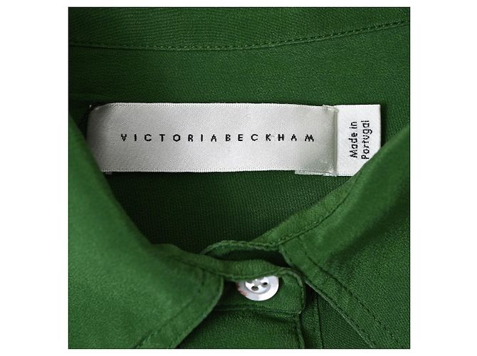 Camisa de crepé Victoria Beckham en seda verde - vista 4