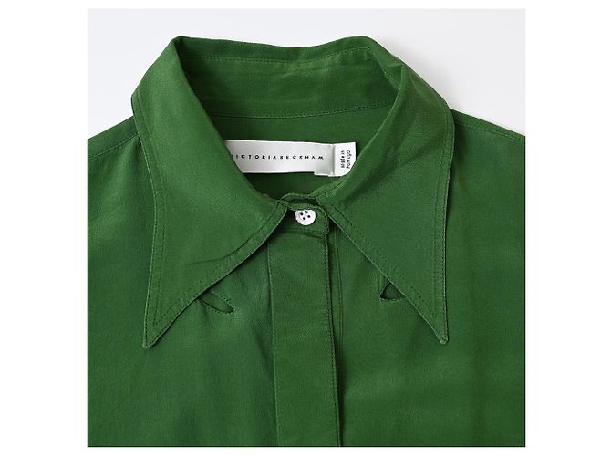 Camisa de crepé Victoria Beckham en seda verde - vista 5