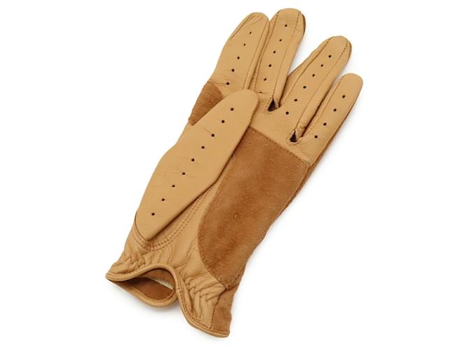 Hermès Hermes Golfhandschuh aus Leder Braun Beige - Ansicht 2