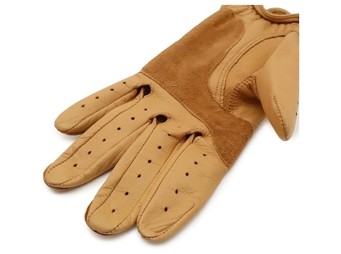 Hermès Hermes Golfhandschuh aus Leder Braun Beige - Ansicht 3