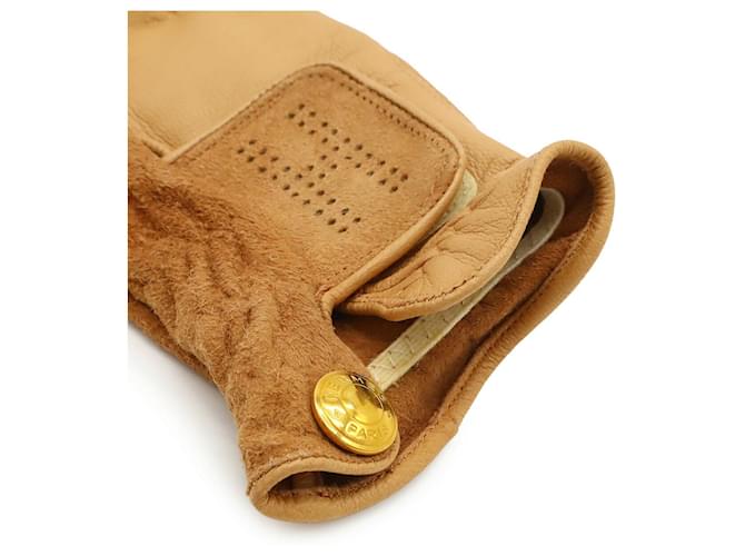 Hermès Hermes Golfhandschuh aus Leder Braun Beige - Ansicht 4