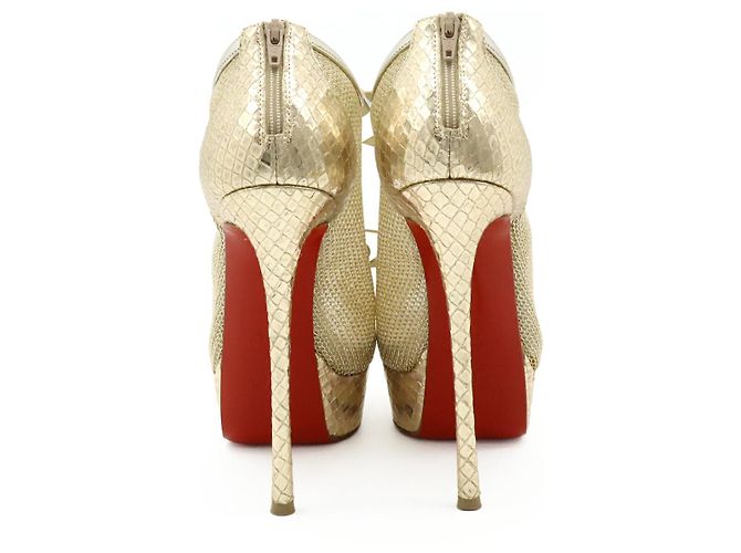 Christian Louboutin Python Lackleder Mesh Stiefelsandalen Golden - Ansicht 3