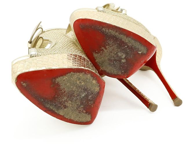 Christian Louboutin Python Lackleder Mesh Stiefelsandalen Golden - Ansicht 4