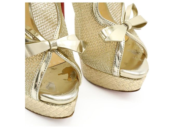 Christian Louboutin Python Lackleder Mesh Stiefelsandalen Golden - Ansicht 5