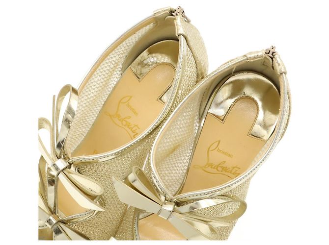 Christian Louboutin Python Lackleder Mesh Stiefelsandalen Golden - Ansicht 6