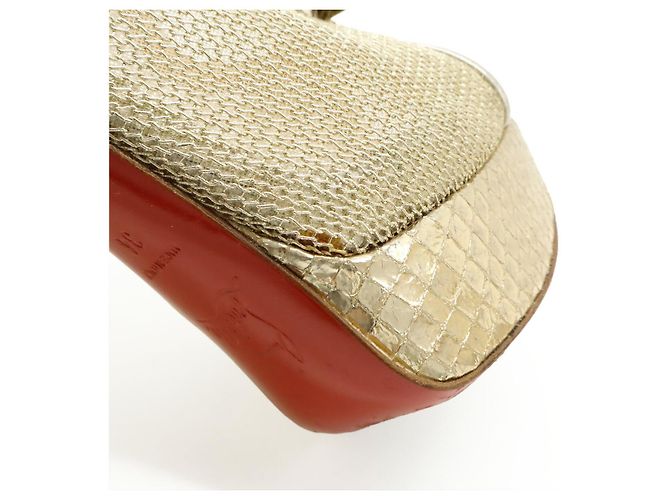 Christian Louboutin Python Lackleder Mesh Stiefelsandalen Golden - Ansicht 8