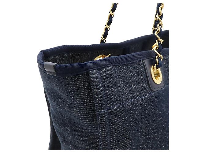 Borsa 2 in 1 in denim Deauville di Chanel Blu Blu navy - vista 7