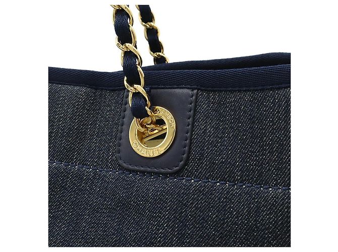 Borsa 2 in 1 in denim Deauville di Chanel Blu Blu navy - vista 8