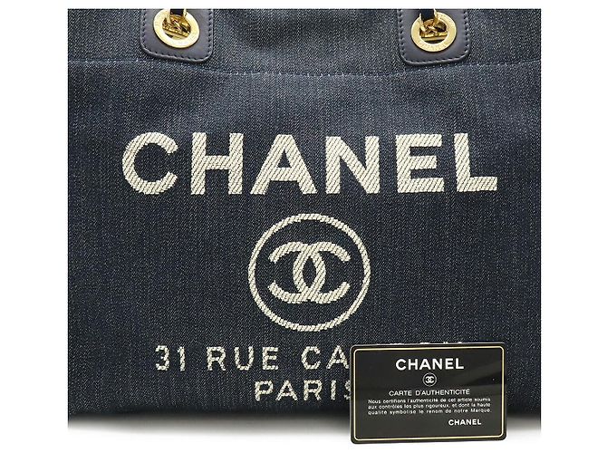 Borsa 2 in 1 in denim Deauville di Chanel Blu Blu navy - vista 9