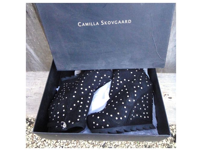 Stivaletti con zeppa Camilla Skovgaard Neri in Pelle - vista 6