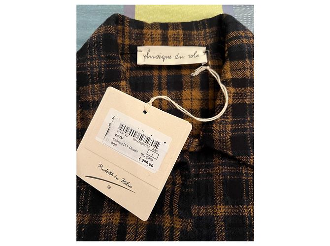 Autre Marque Giacca-camicia a quadri in lana e cotone Senape Blu navy - vista 5