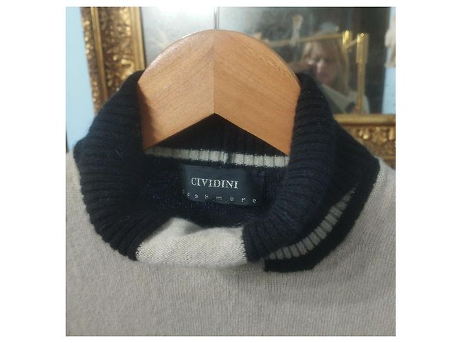 Autre Marque Cividini Cashmere Gilet Schwarz Beige - Ansicht 5
