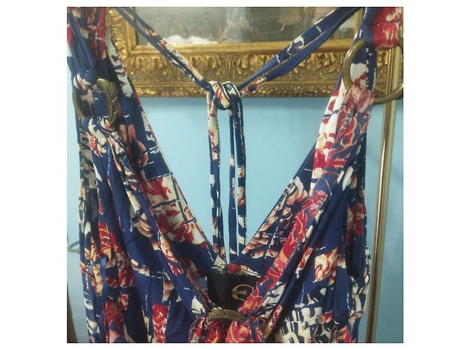 Vestido largo Just Cavalli con estampado floral Blanco Roja Azul Dorado - vista 2