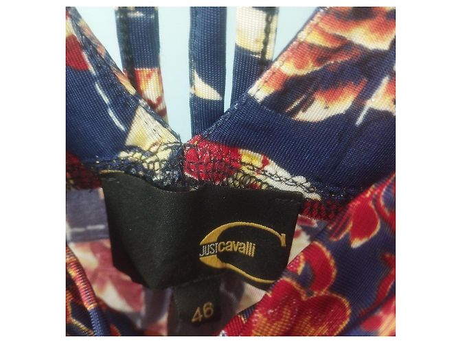 Vestido largo Just Cavalli con estampado floral Blanco Roja Azul Dorado - vista 4
