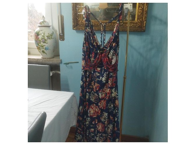 Vestido largo Just Cavalli con estampado floral Blanco Roja Azul Dorado - vista 6