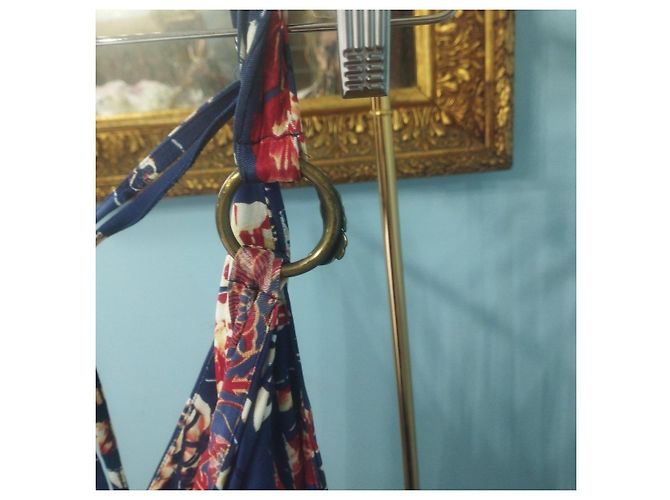 Vestido largo Just Cavalli con estampado floral Blanco Roja Azul Dorado - vista 7