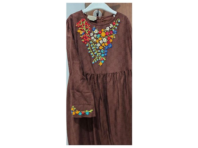 Gucci Braunes GG Monogramm Besticktes Kleid Mehrfarben - Ansicht 3