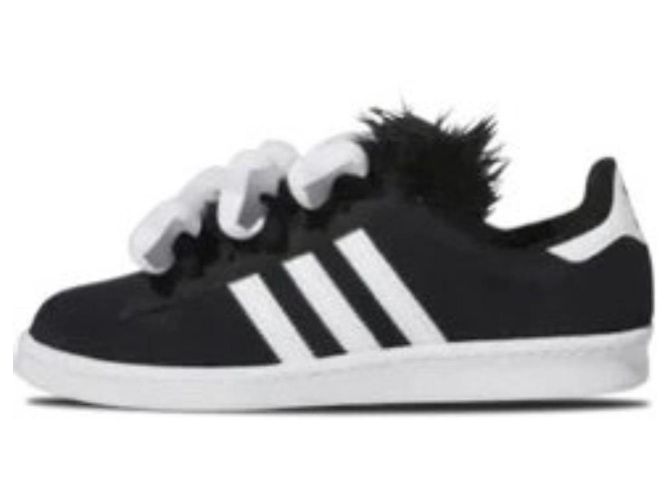 Sneakers Adidas Campus nere con lacci originali Nero Bianco - vista 3