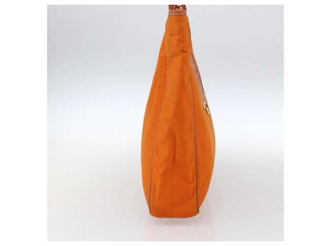 Borsa Tote PRADA in nylon e pelle arancione dorato Auth ti3743 D'oro - vista 3